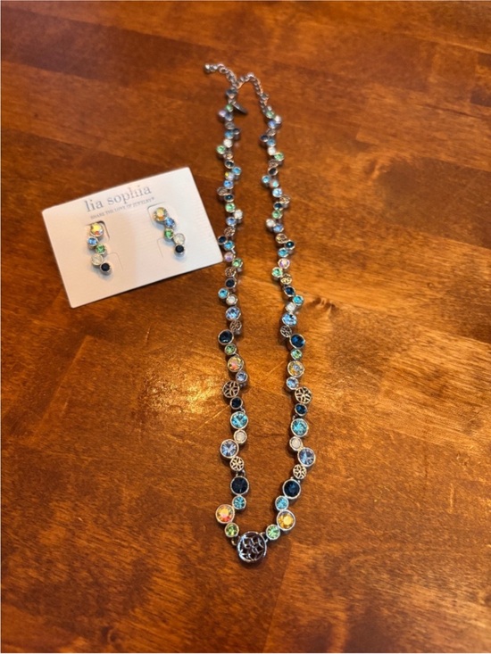 Lia Sophia Jewelry - Lia Sophia Multicolor Crystal and Navy Accents Necklace with Earrings